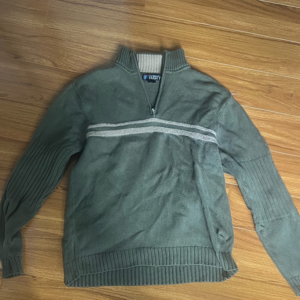 Roundtree and Yorke VARSITY pullover wool blend sweater, Army Green, Size Large